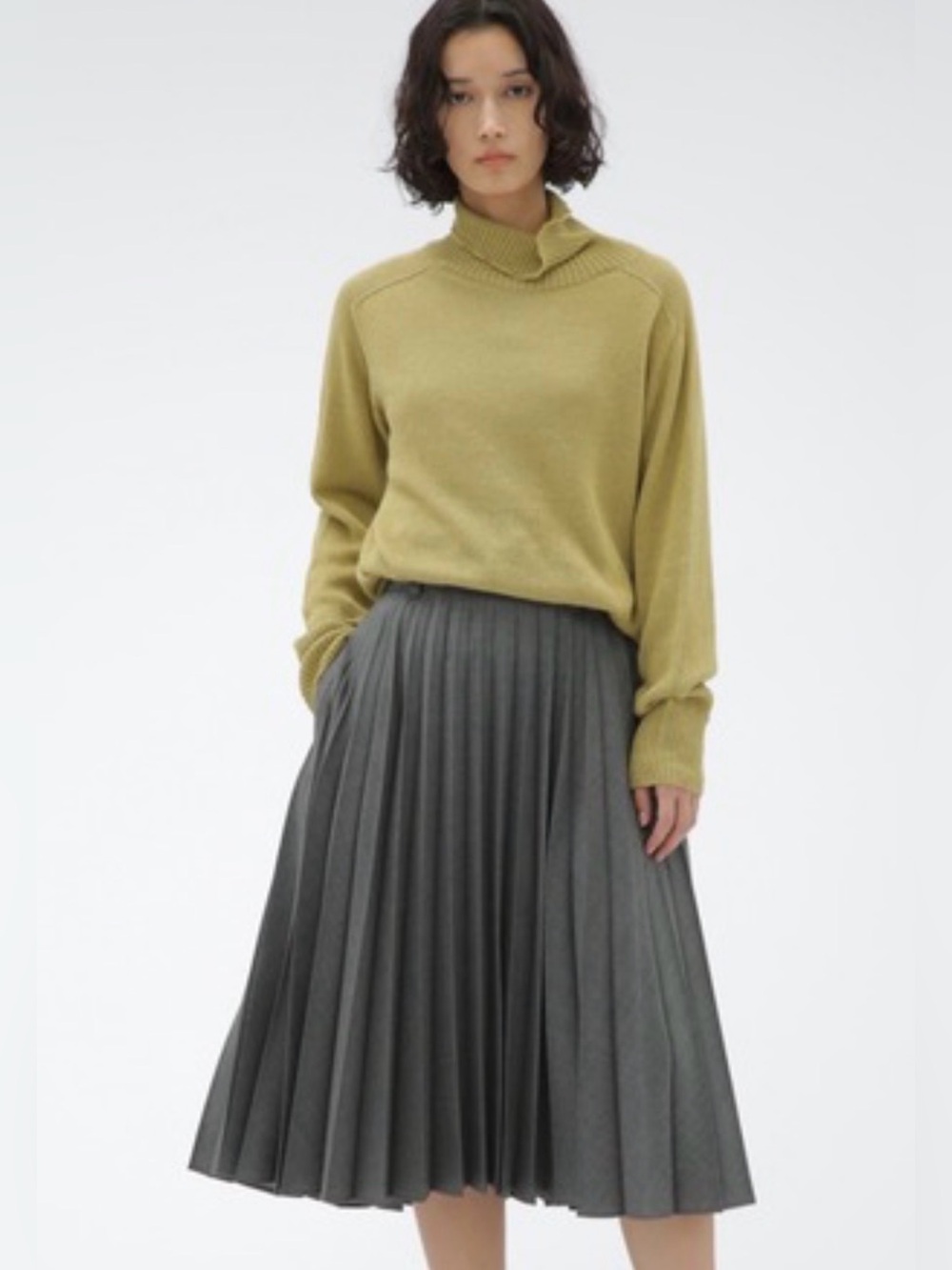 MARGARET HOWELL Summer Wool Pleated Midi Skirt Made in Japan Size 6/26